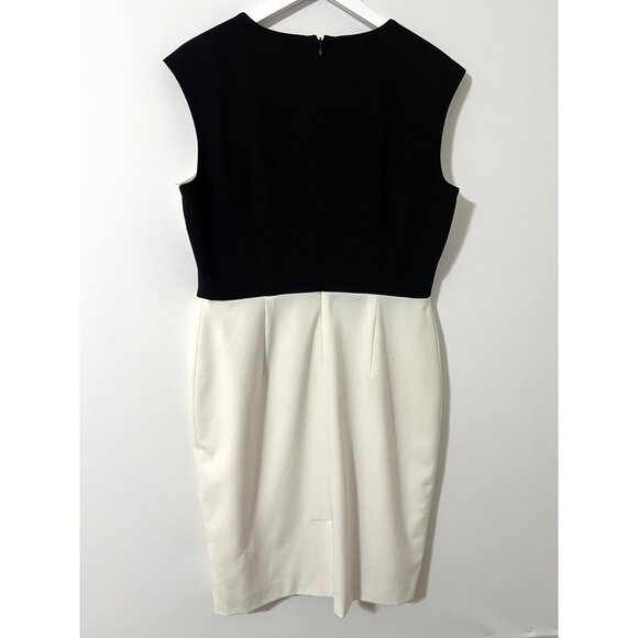 Calvin Klein Black/Off White Lux 2 Tone Sheath Cap Sleeve Size 12 - Picture 4 of 7